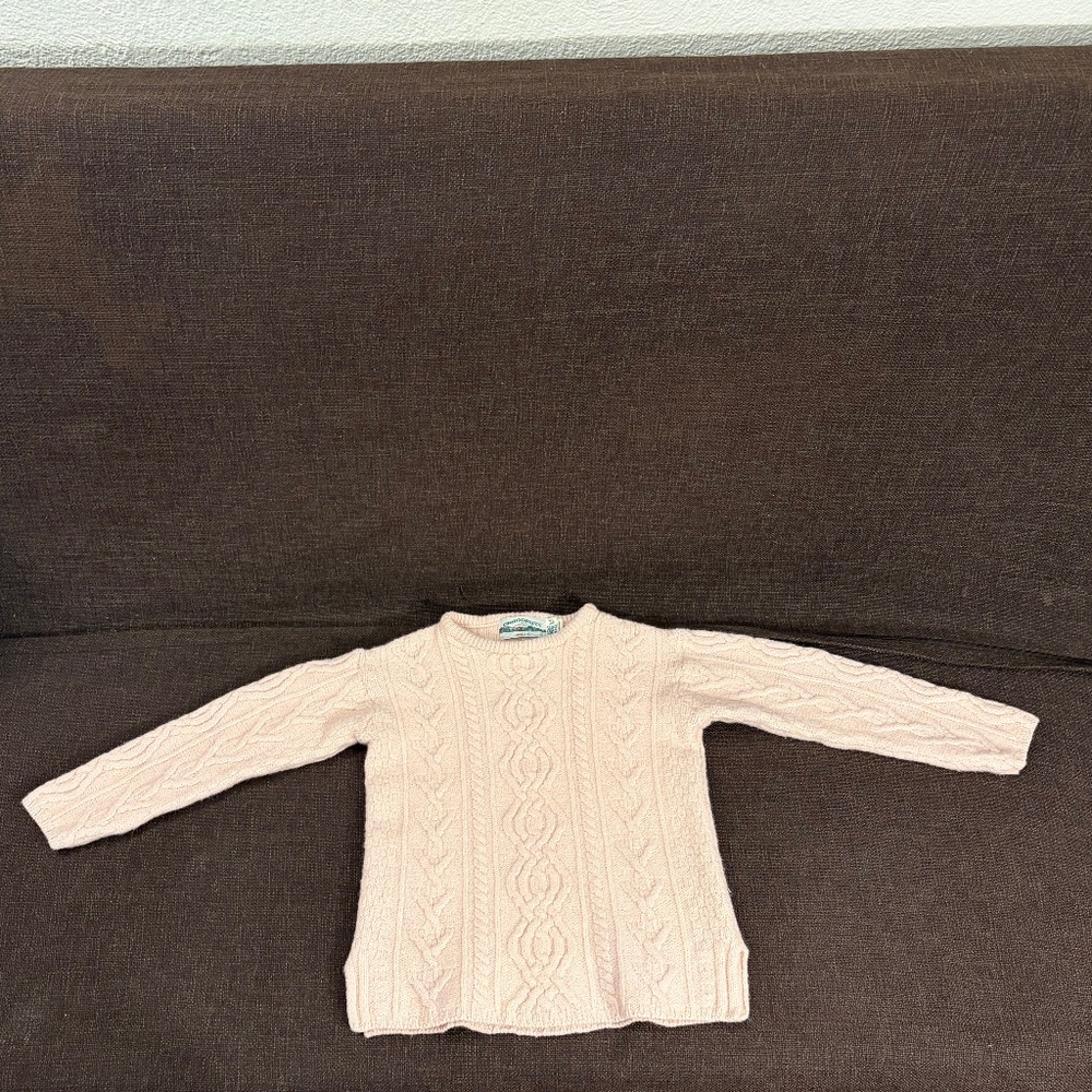 Aran Crafts 100% Merino Wool Knit Sweater Size XS Pink Thick and Warm